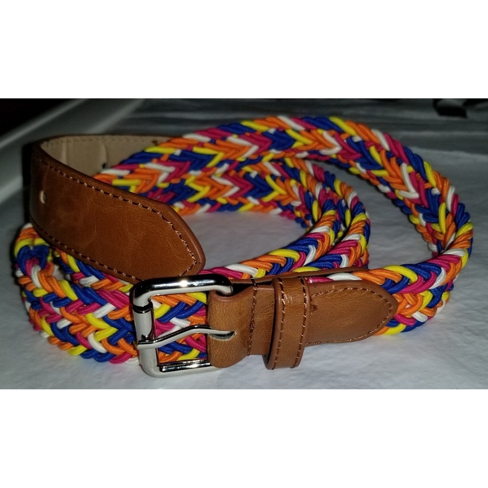 Braided Elastic Women's Belt Multicolor Women's ~48" Vintage-look Stretch. 5 - Picture 2 of 2